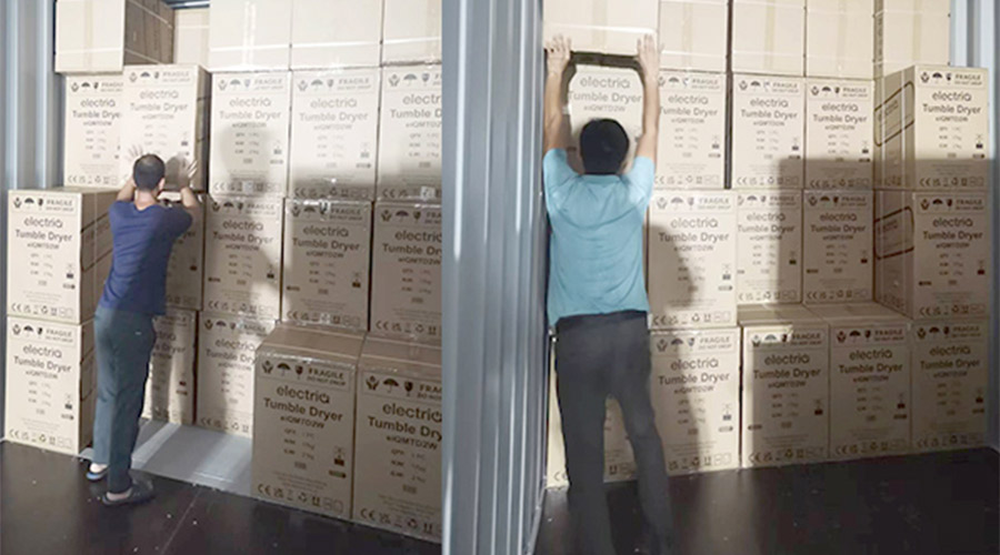 講效率！快速完成英國客戶Electriq衣物烘干機裝柜出貨任務(wù)